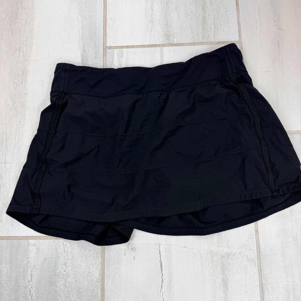 Lululemon Pace Rival Skirt Black Tiered Tennis Running Skort Size 10